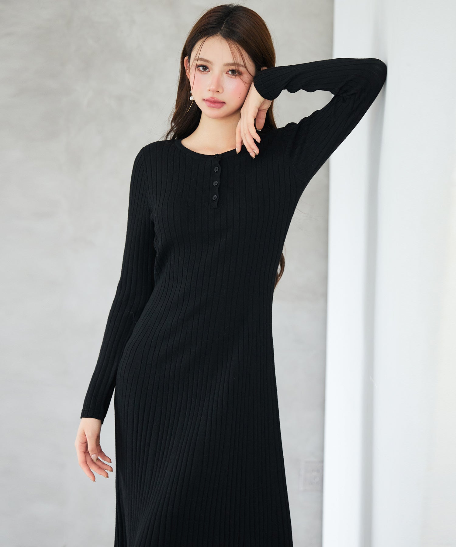 リブ編みレース付きニットワンピースsdp8117 ブラック – [公式]SAISON