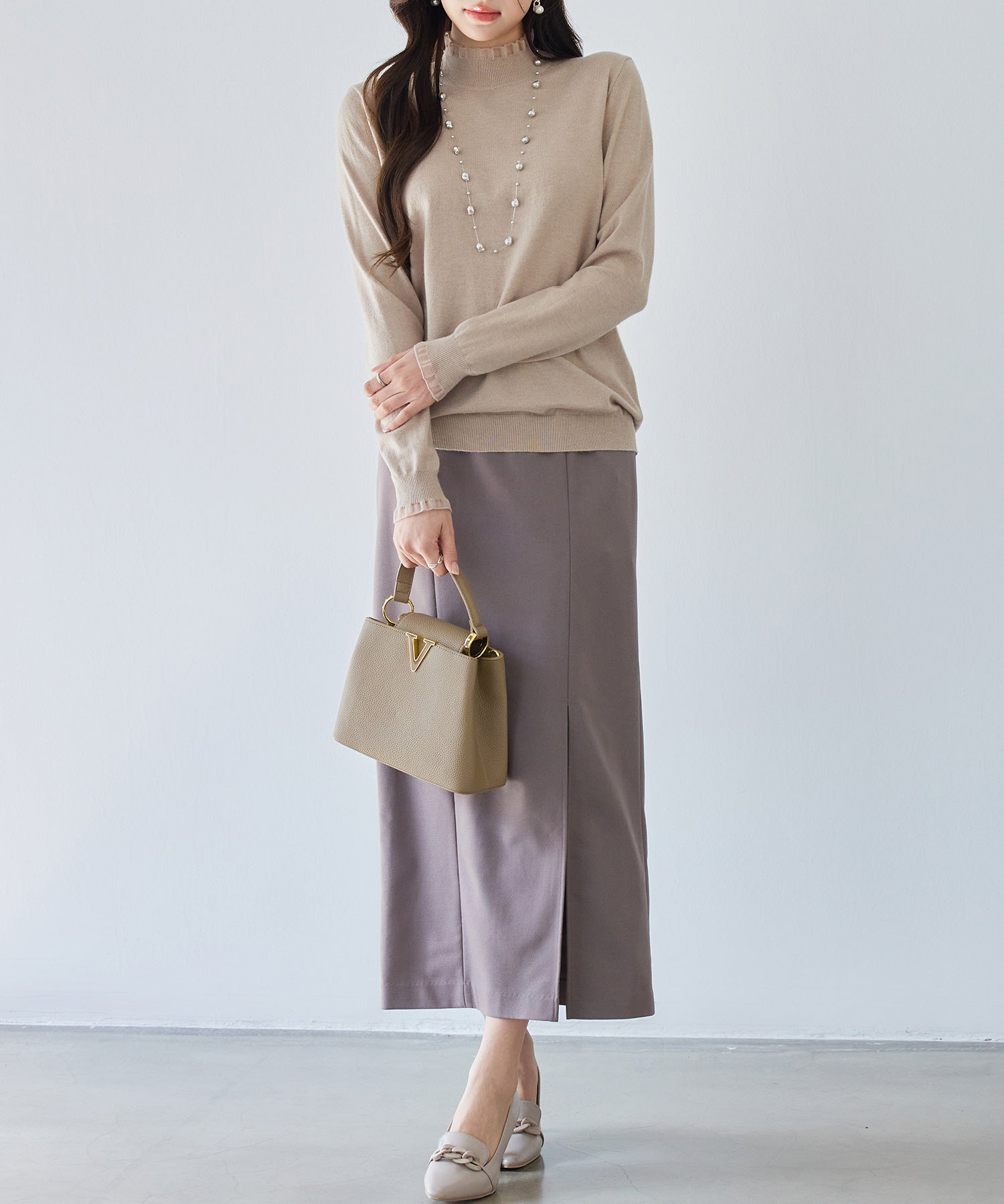 エブリデイシアーフリルニットプルオーバーsdp8118 ベージュ