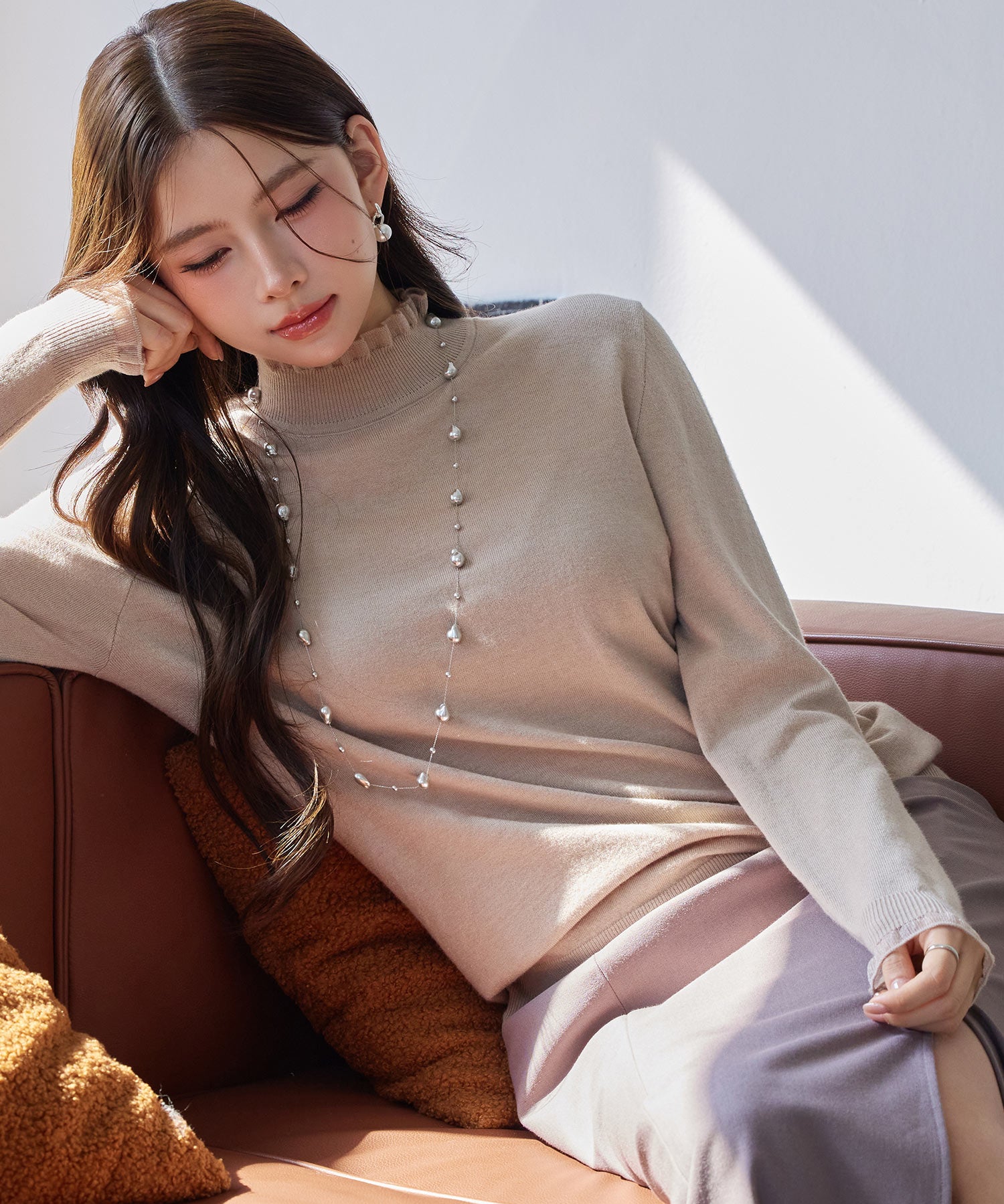 エブリデイシアーフリルニットプルオーバーsdp8118 ベージュ