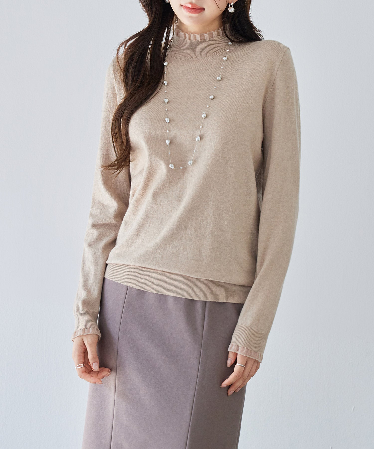 エブリデイシアーフリルニットプルオーバーsdp8118 ベージュ