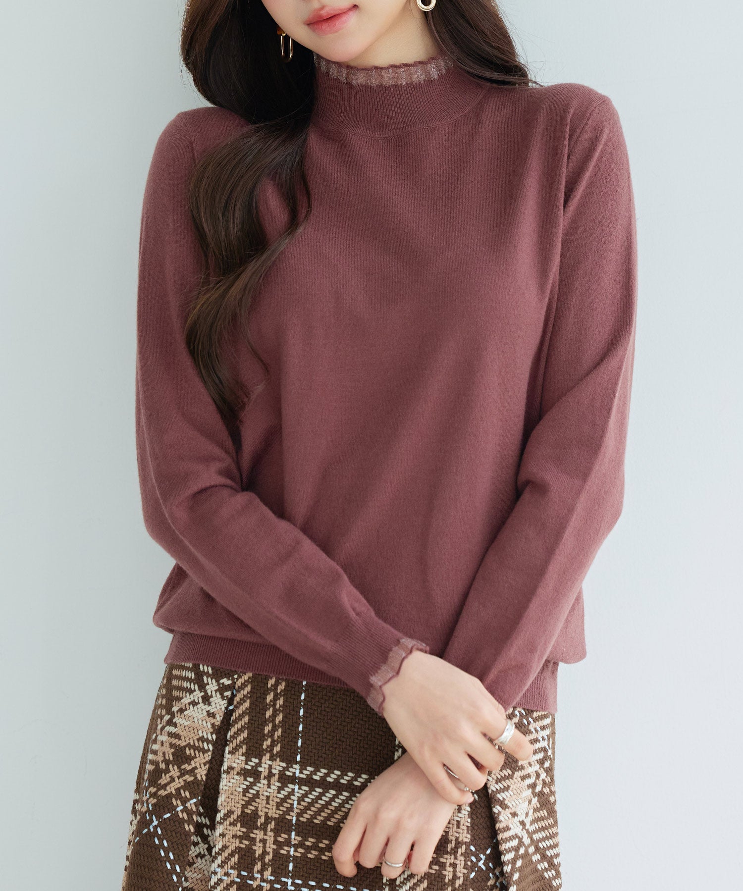 エブリデイシアーフリルニットプルオーバーsdp8118 ブラウン