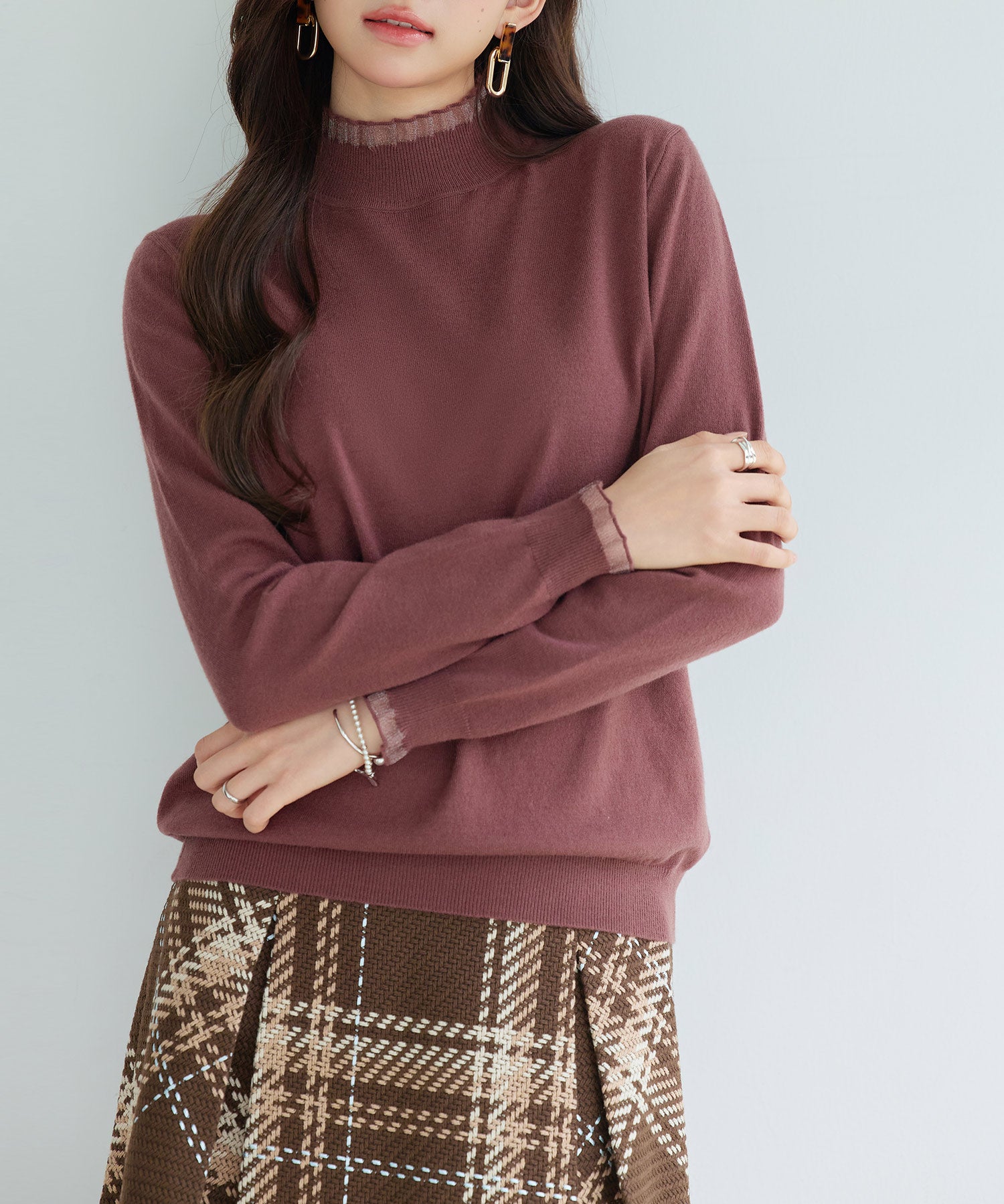 エブリデイシアーフリルニットプルオーバーsdp8118 ブラウン