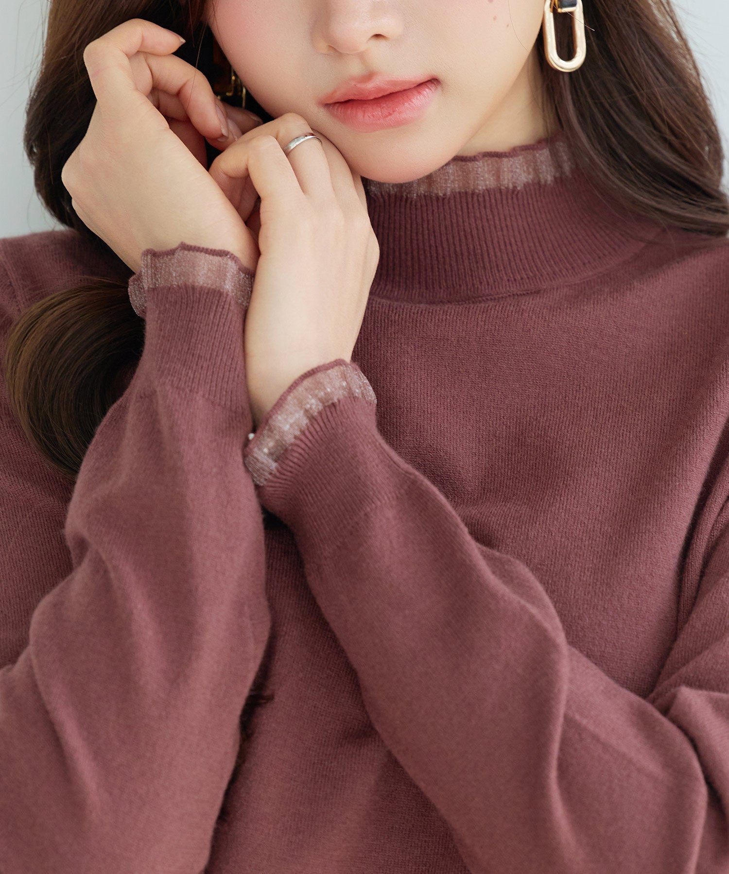 エブリデイシアーフリルニットプルオーバーsdp8118 ブラウン