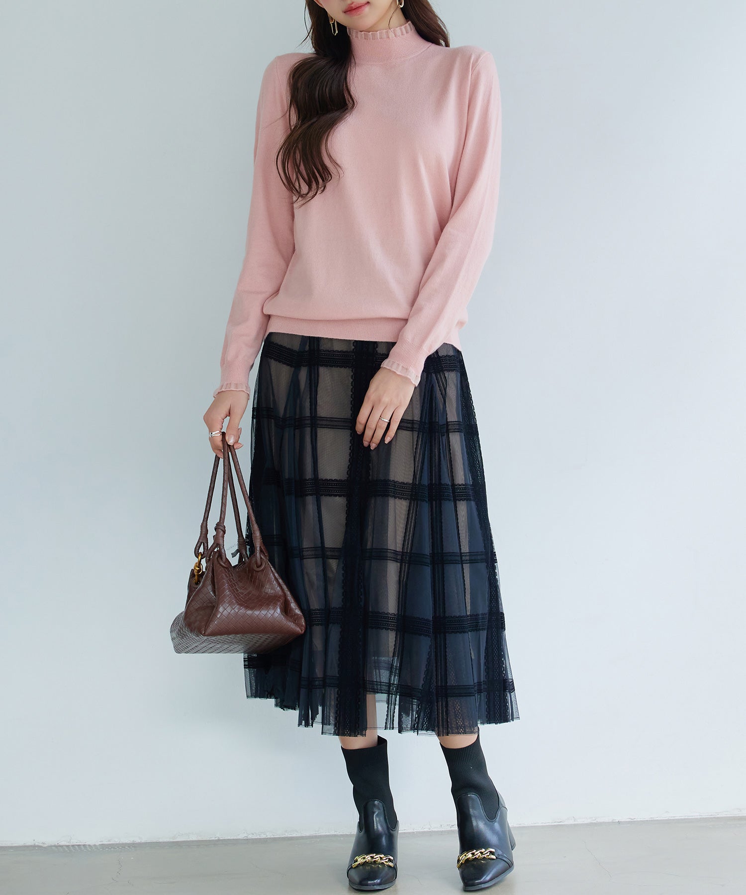 エブリデイシアーフリルニットプルオーバーsdp8118 ピンク