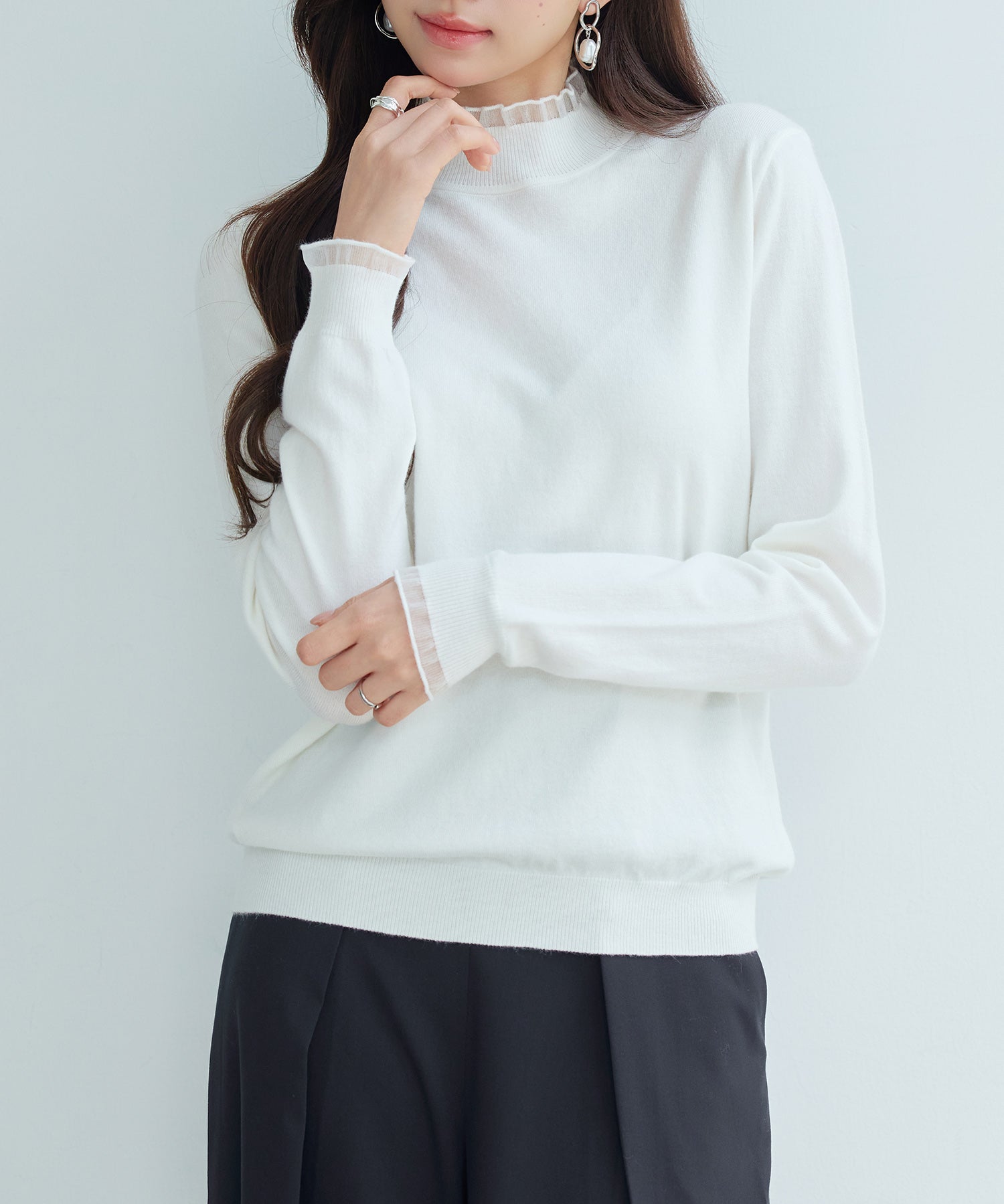 エブリデイシアーフリルニットプルオーバーsdp8118 アイボリー