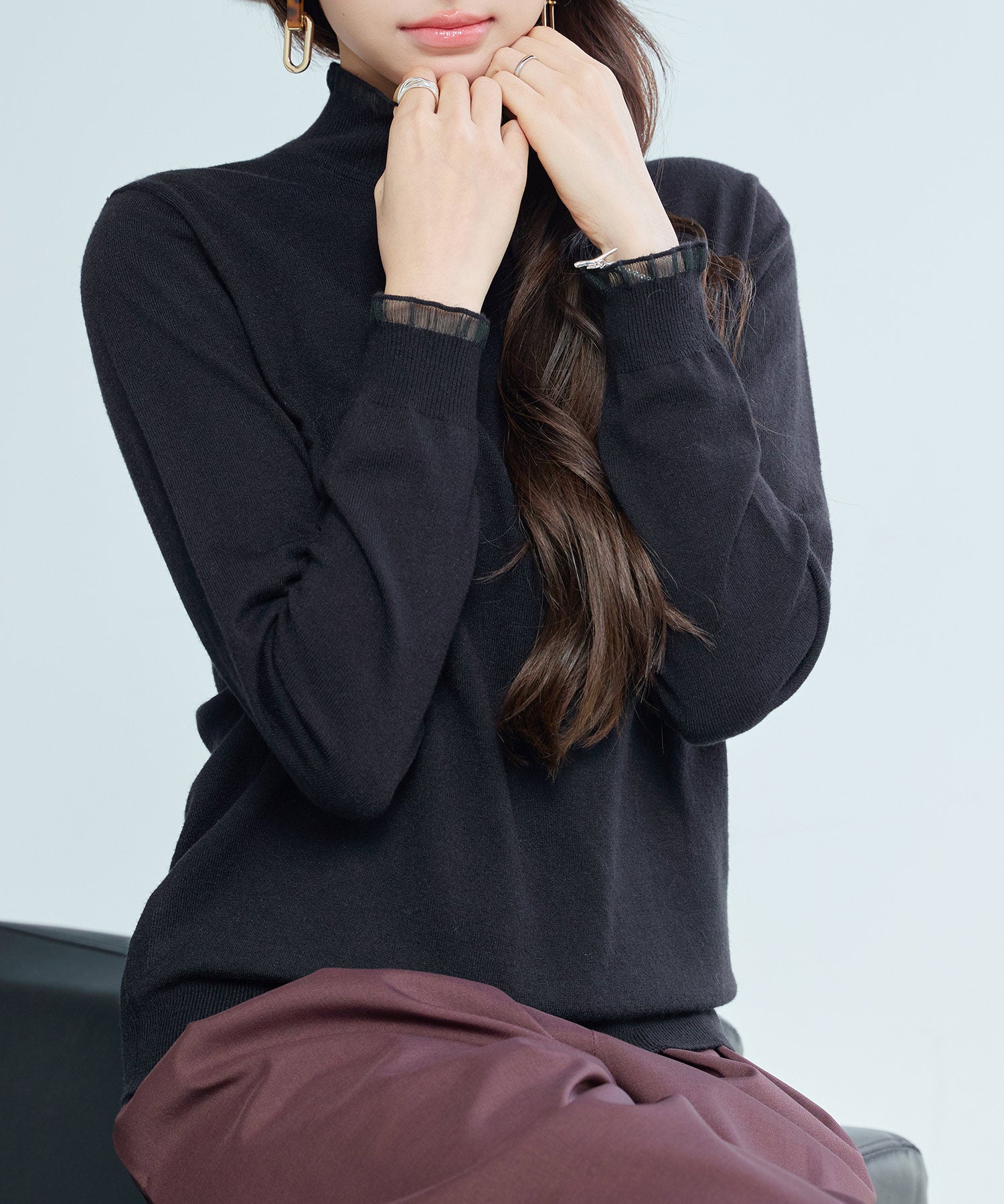 エブリデイシアーフリルニットプルオーバーsdp8118 ブラック