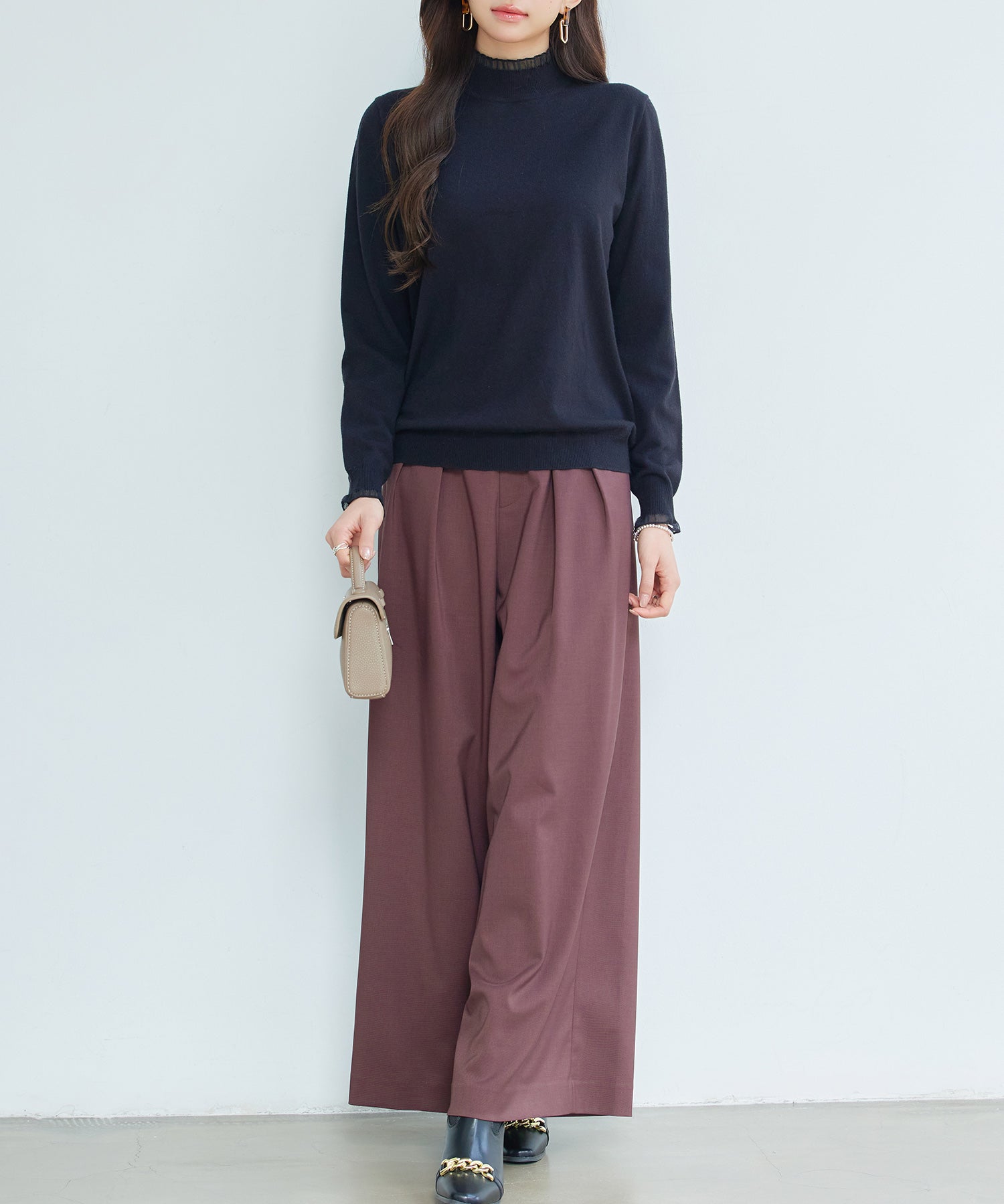 エブリデイシアーフリルニットプルオーバーsdp8118 ブラック