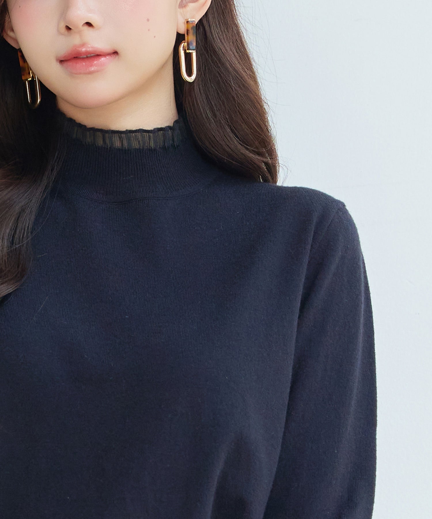 エブリデイシアーフリルニットプルオーバーsdp8118 ブラック