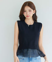 オーガンジーの切り替えドッキングプルオーバーsdp8132-103-8