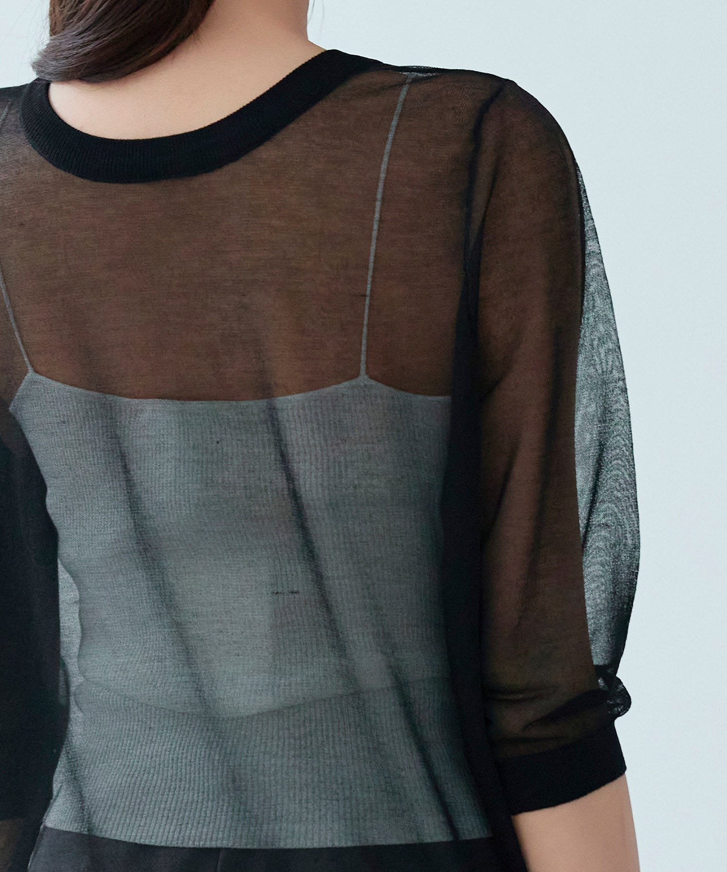 前後2wayシアー編み七分袖ニットsdp8134
