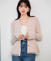 オーガンジー切替が華やかな2wayリブニット