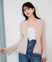 オーガンジー切替が華やかな2wayリブニット