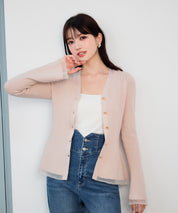 オーガンジー切替が華やかな2wayリブニット