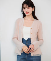 オーガンジー切替が華やかな2wayリブニット
