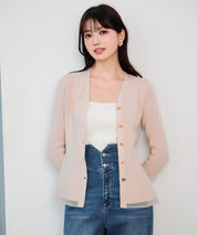 オーガンジー切替が華やかな2wayリブニット