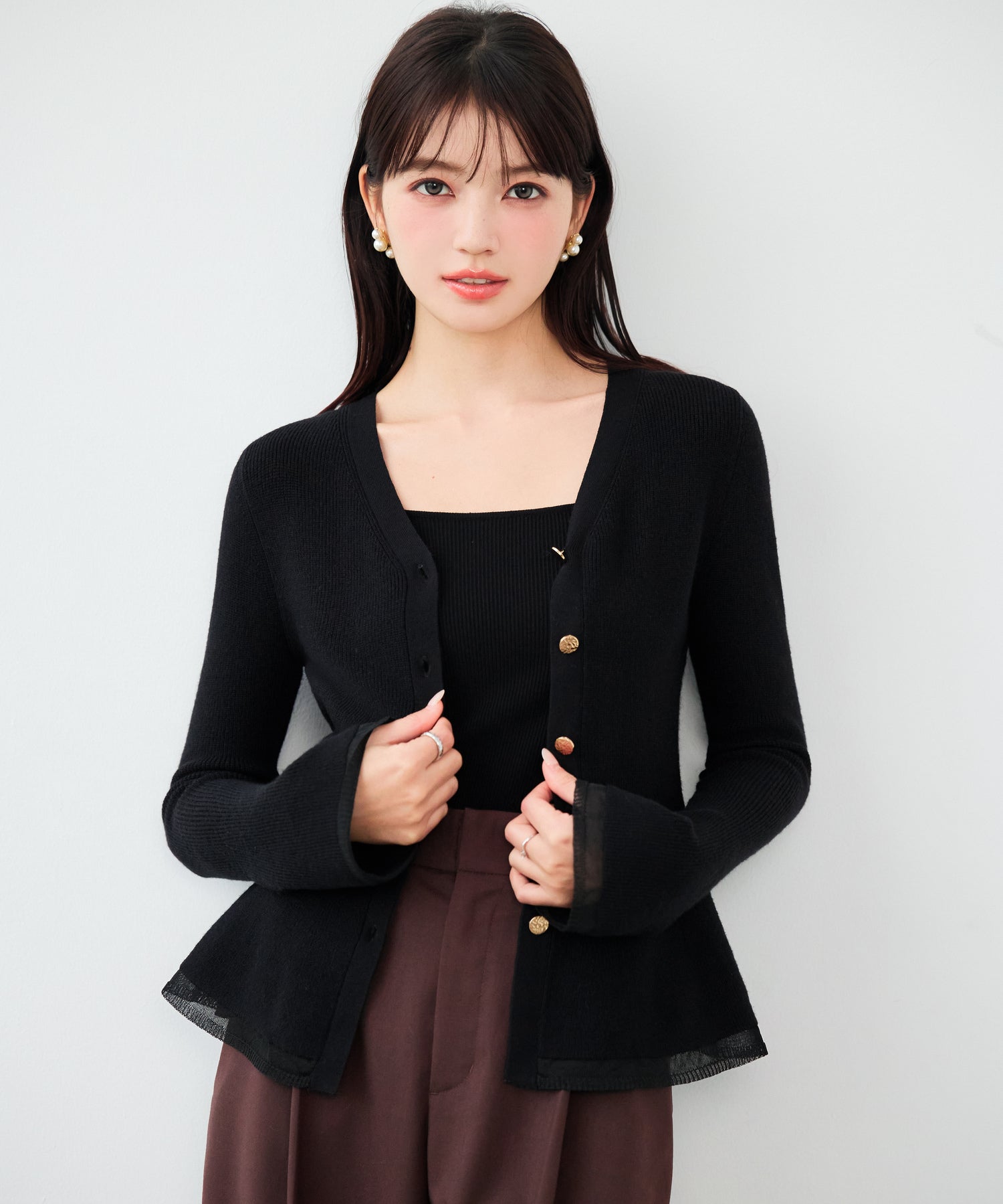 オーガンジー切替が華やかな2wayリブニット