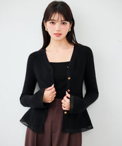 オーガンジー切替が華やかな2wayリブニット