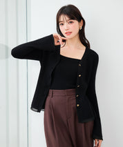 オーガンジー切替が華やかな2wayリブニット