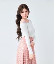 2way配色ネックリブニットプルオーバー