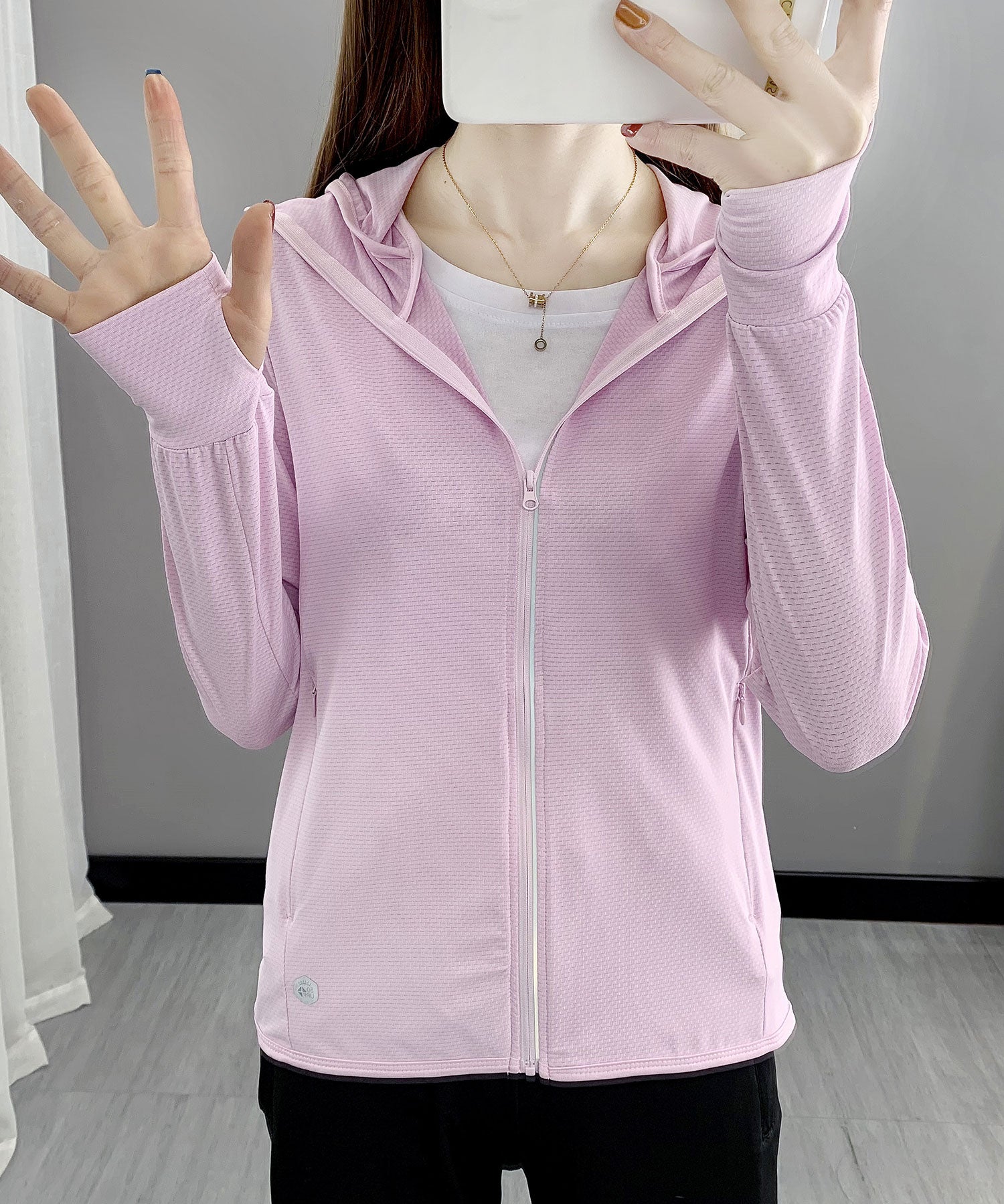 UPF50+ 冷感素材 UVカットパーカーsdp9108S ピンク