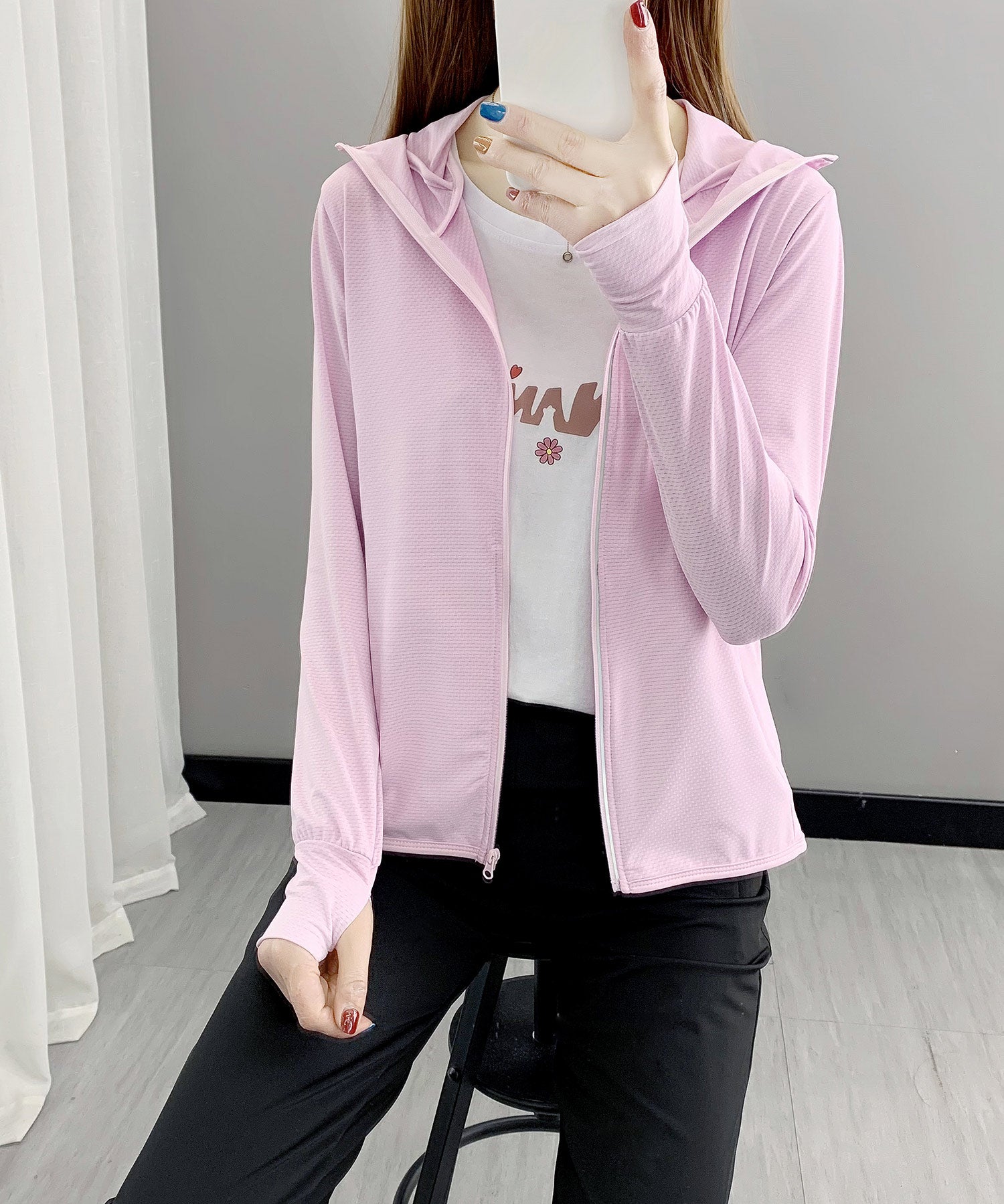 UPF50+ 冷感素材 UVカットパーカーsdp9108S ピンク