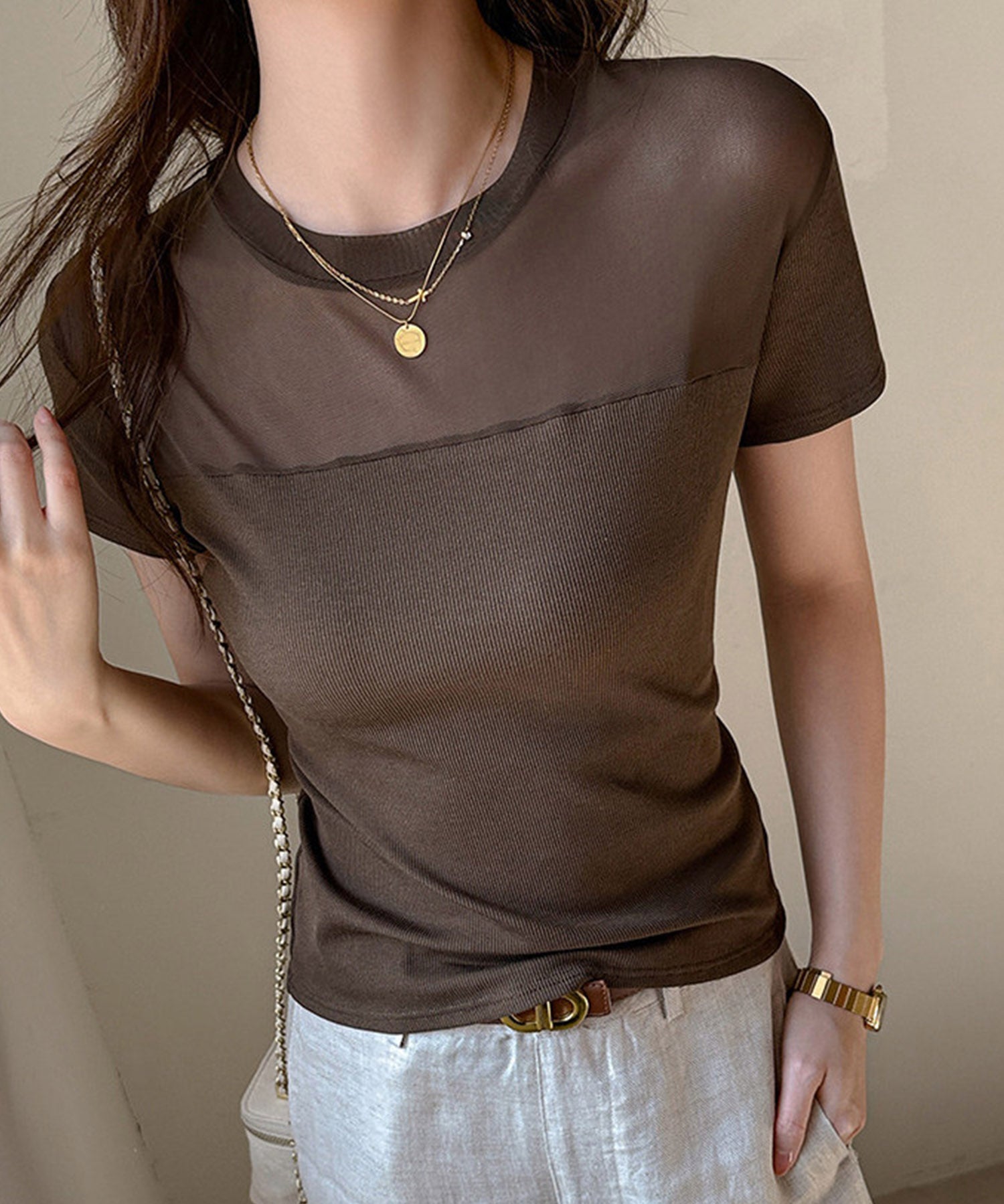 リブとチュールドッキングカットソーsdpal1008-103-17