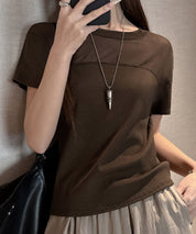 リブとチュールドッキングカットソーsdpal1008 ブラウン