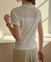 リブとチュールドッキングカットソーsdpal1008 ホワイト