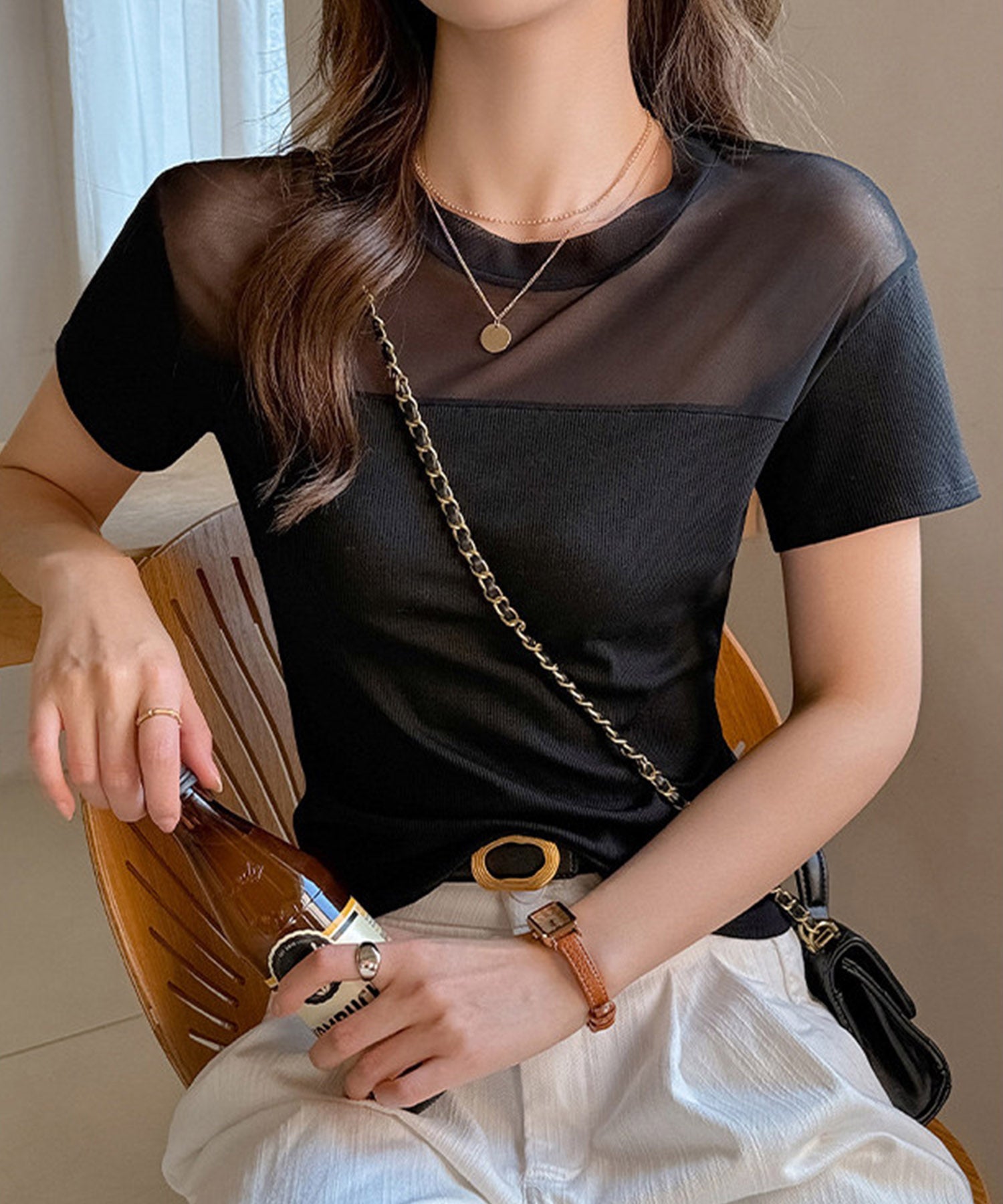 リブとチュールドッキングカットソーsdpal1008-103-8