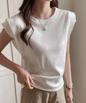 クルーネックダブルショルダーT シャツ。sdpal1019 ホワイト