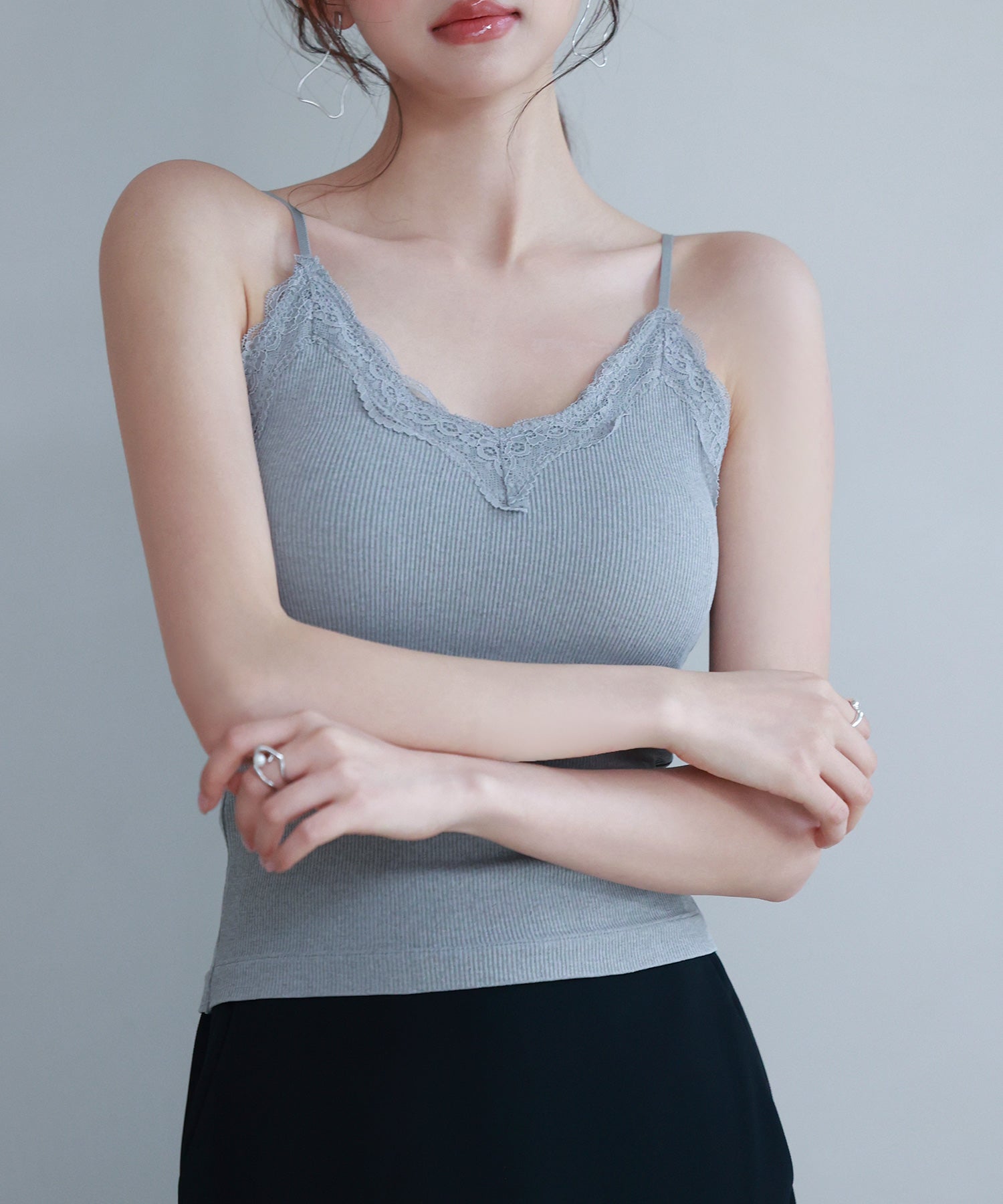 胸元レースカットソーキャミソールsdpal6158 グレー – [公式