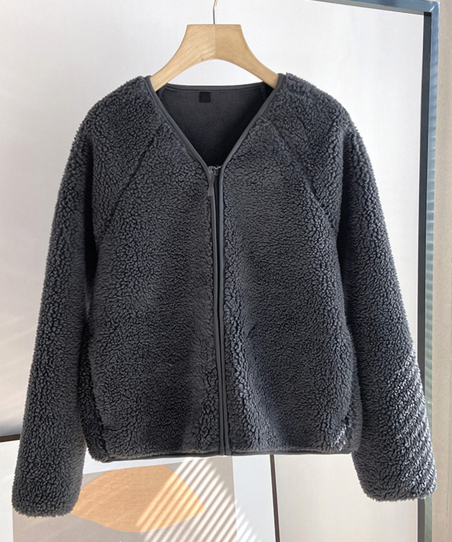 ノーカラーラグラン・スリーブボアブルゾンコート ｜ 全3色 × 3サイズ