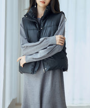 ドローストリング裾中綿ダウンベストsdpal9872 ブラック