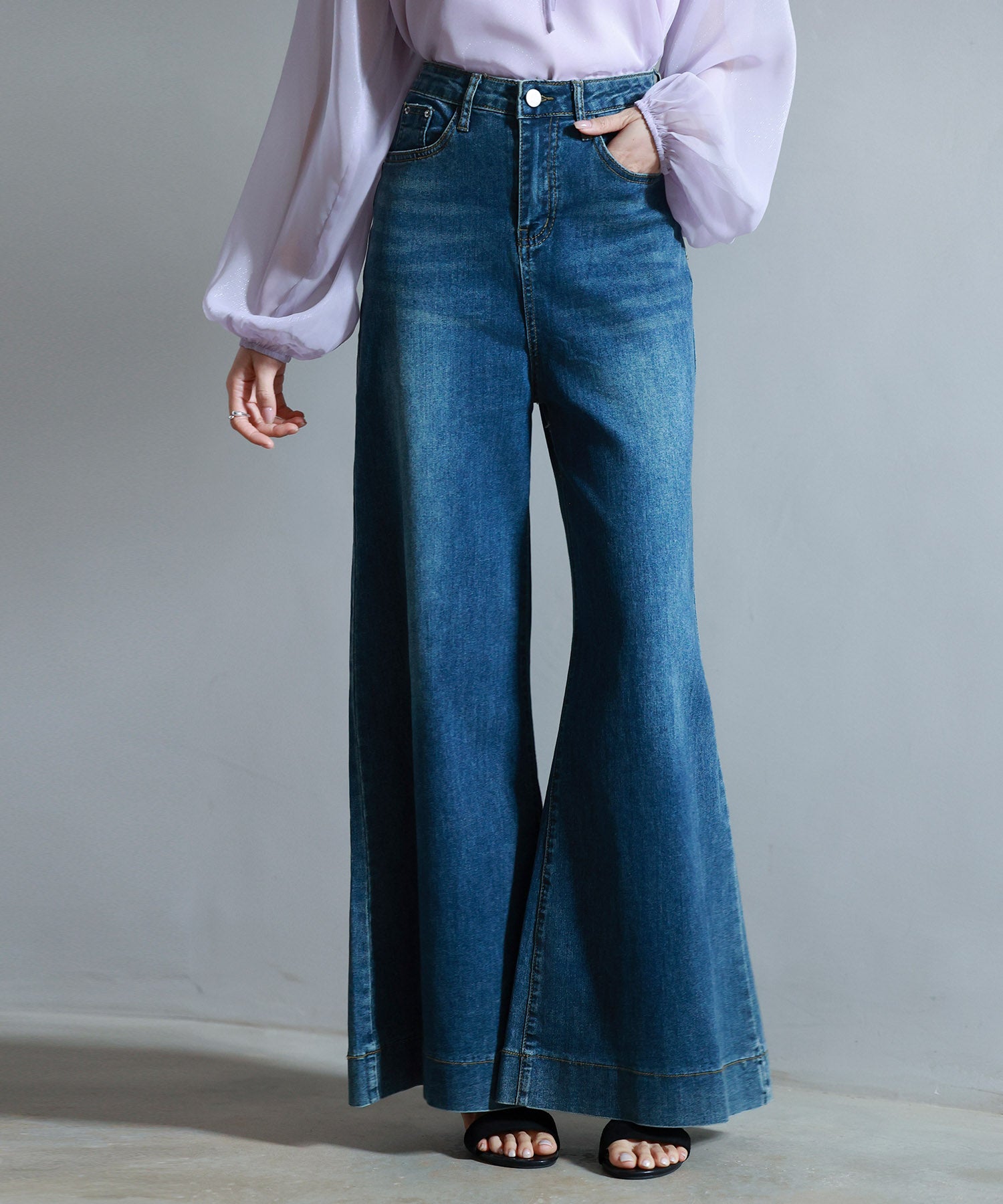 アジアの〜papillon〜 脚長効果ハイライズワイドパンツsdpald30 ブルー – [公式]SAISON DE