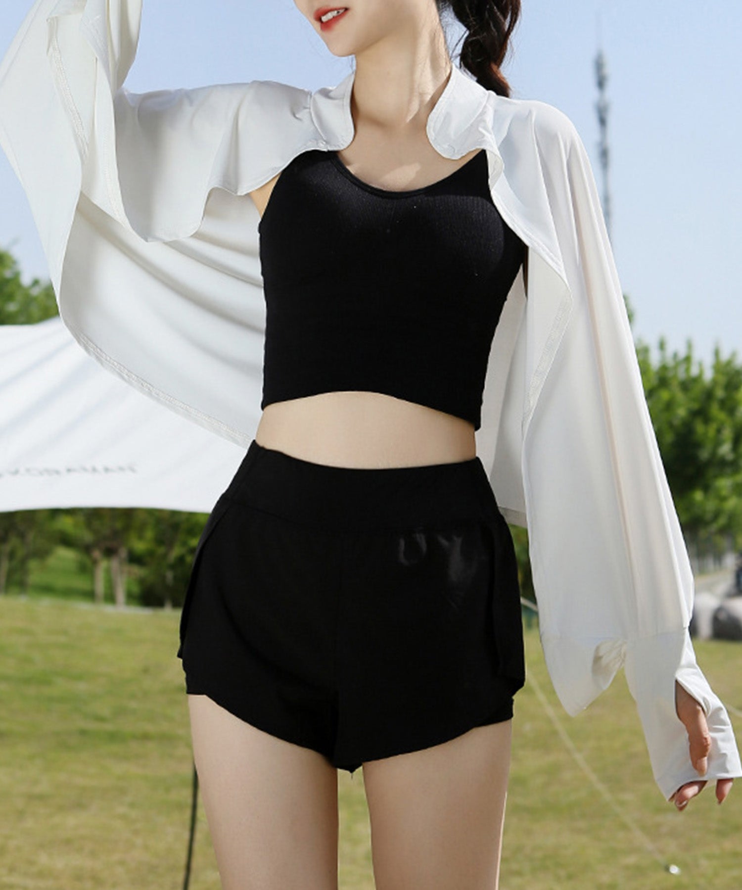 接触冷感UVカット防晒パーカーsdpalw005 ホワイト