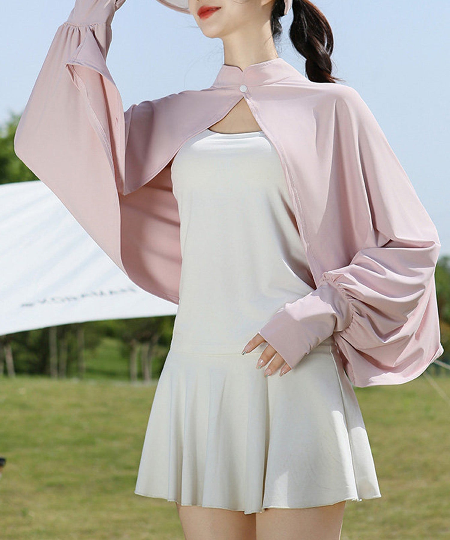 接触冷感UVカット防晒パーカーsdpalw005 ピンク