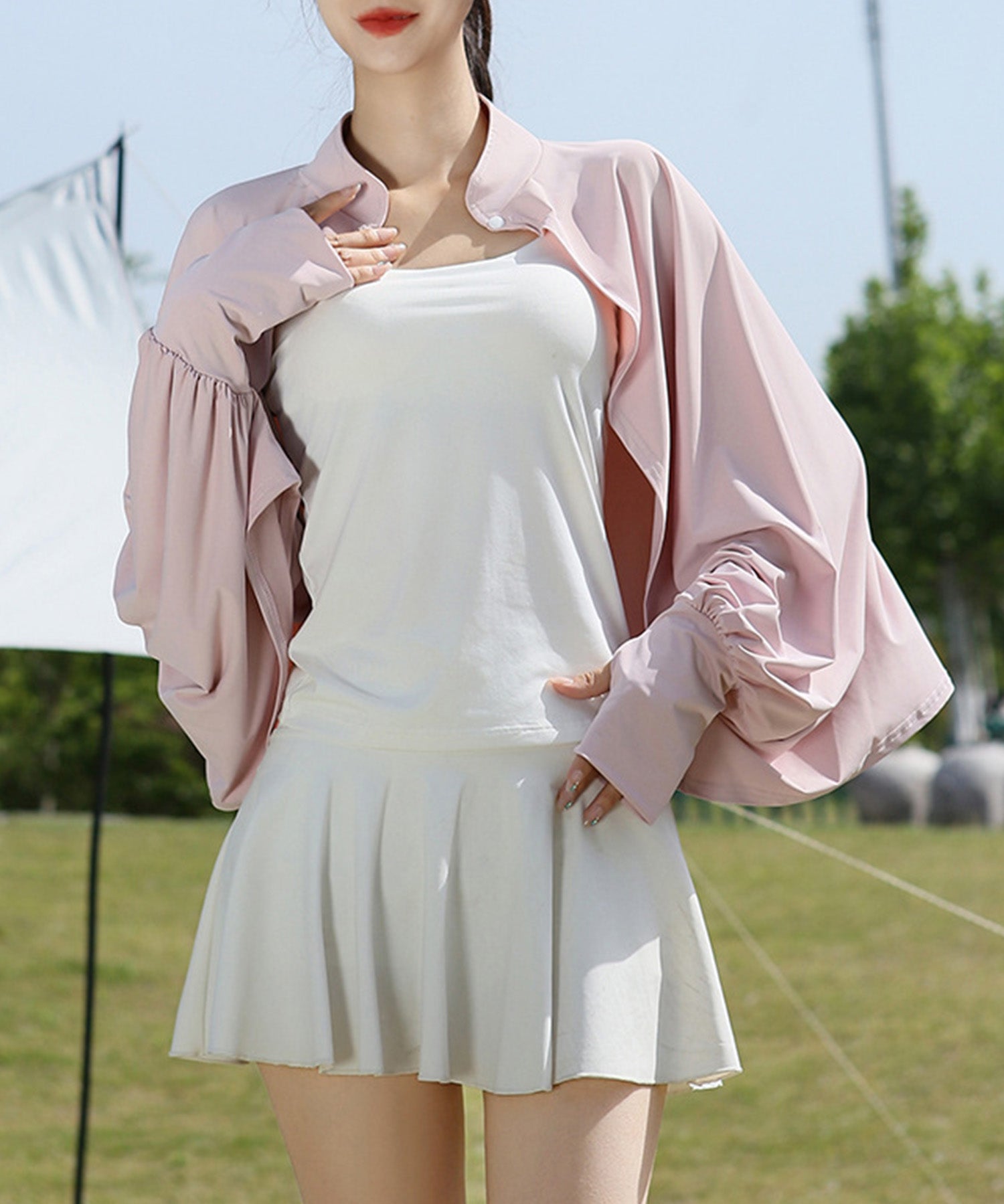 接触冷感UVカット防晒パーカーsdpalw005 ピンク