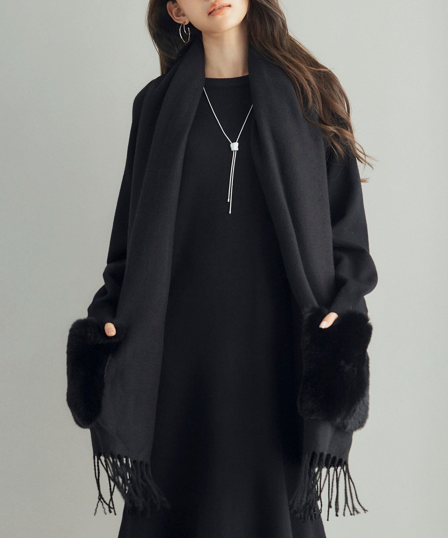 暖か2way大判ストールsdpalywm08 ブラック – [公式]SAISON DE PAPILLON