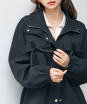 バックフリル付き オーバーサイズ ブルゾンsdpdy0163 ブラック