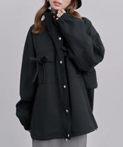 バックフリル付き オーバーサイズ ブルゾンsdpdy0163 ブラック