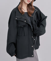 バックフリル付き オーバーサイズ ブルゾンsdpdy0163 ブラック