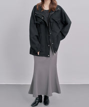 バックフリル付き オーバーサイズ ブルゾンsdpdy0163 ブラック