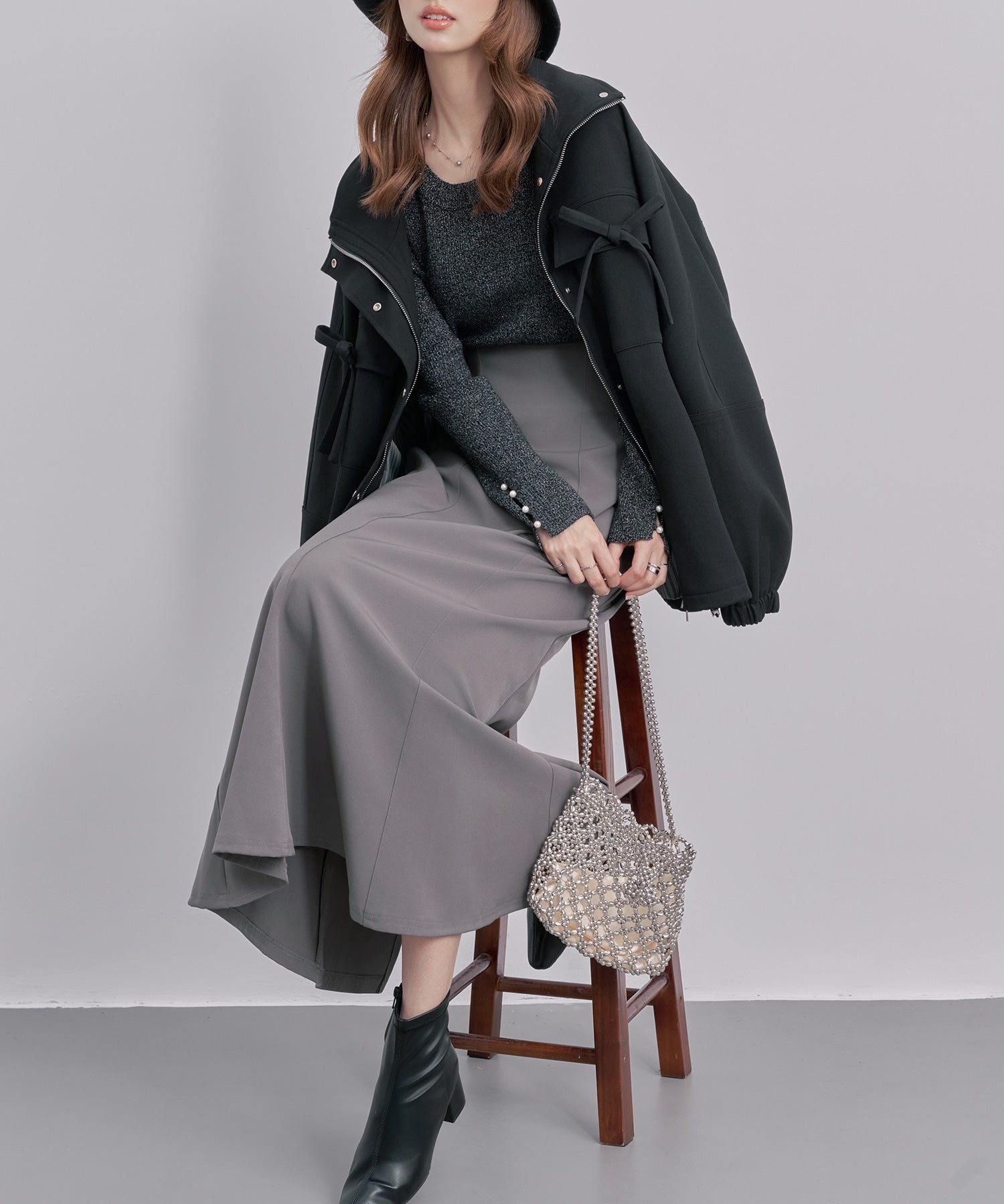 バックフリル付き オーバーサイズ ブルゾンsdpdy0163 ブラック