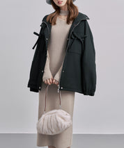 バックフリル付き オーバーサイズ ブルゾンsdpdy0163 ブラック