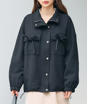 バックフリル付き オーバーサイズ ブルゾンsdpdy0163 ブラック