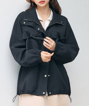 バックフリル付き オーバーサイズ ブルゾンsdpdy0163 ブラック