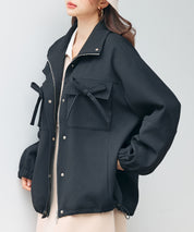 バックフリル付き オーバーサイズ ブルゾンsdpdy0163 ブラック