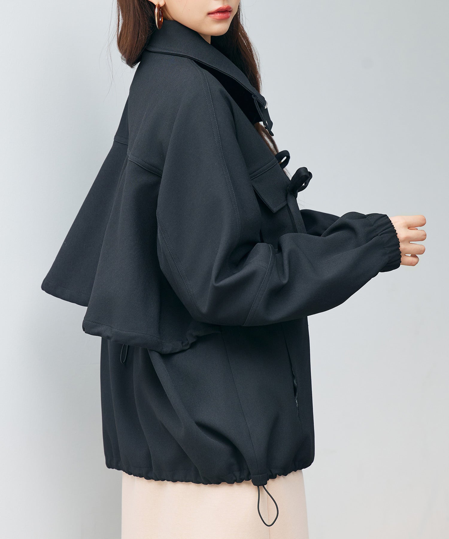 バックフリル付き オーバーサイズ ブルゾンsdpdy0163 ブラック