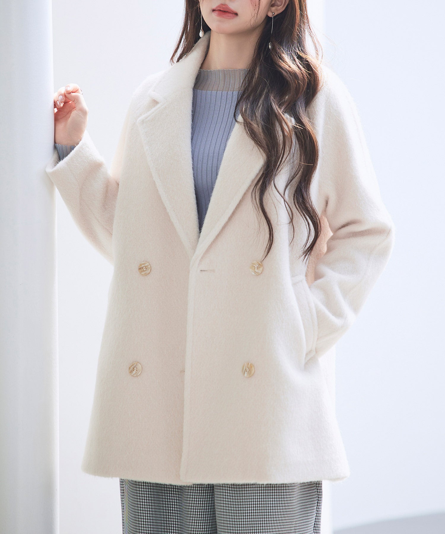 ダブルブレストテーラードウールライクジャケット/コートsdpdy5333