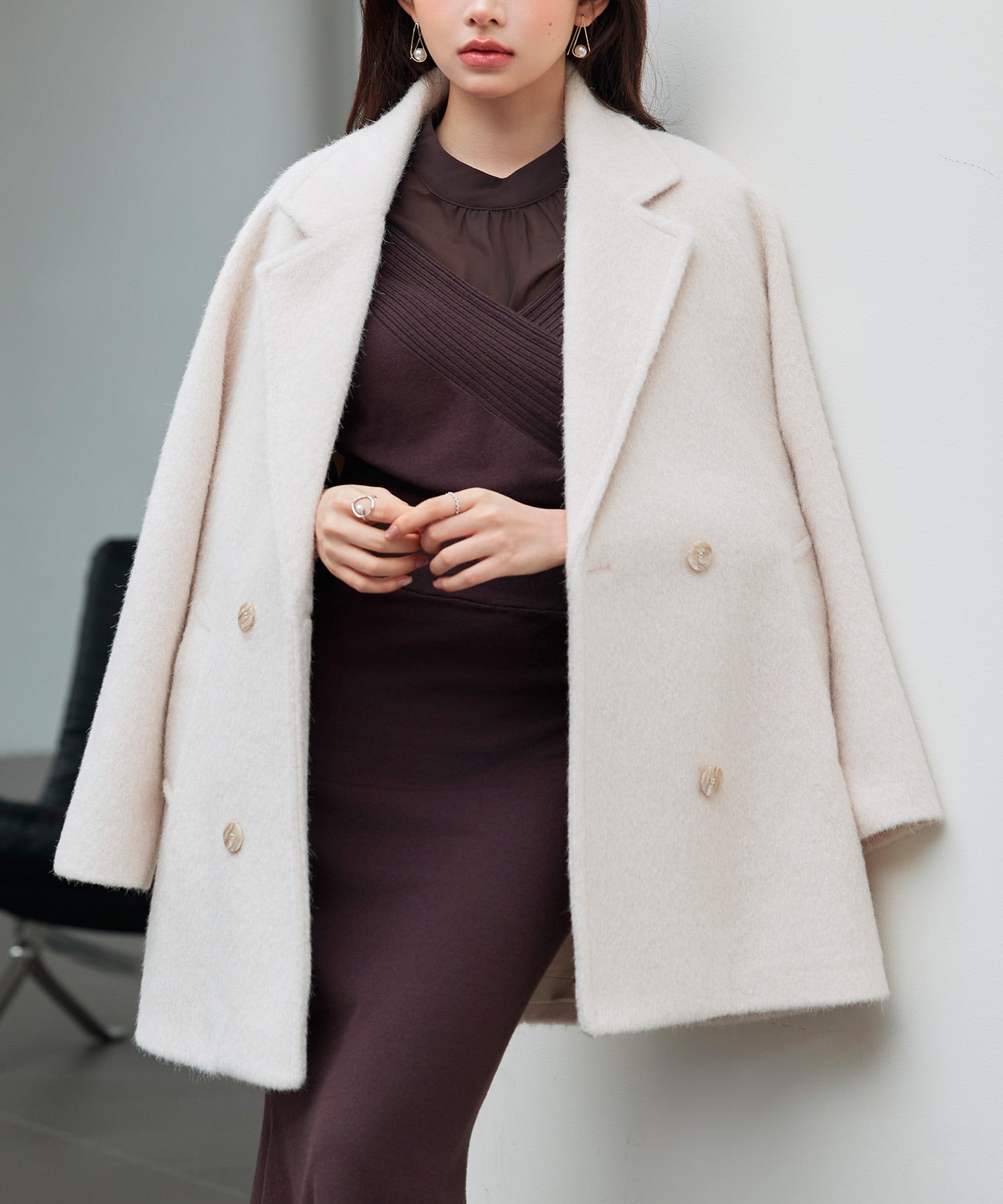 ダブルブレストテーラードウールライクジャケット/コートsdpdy5333 ダブルブレストテーラードウールライクジャケット/コートsdpdy5333